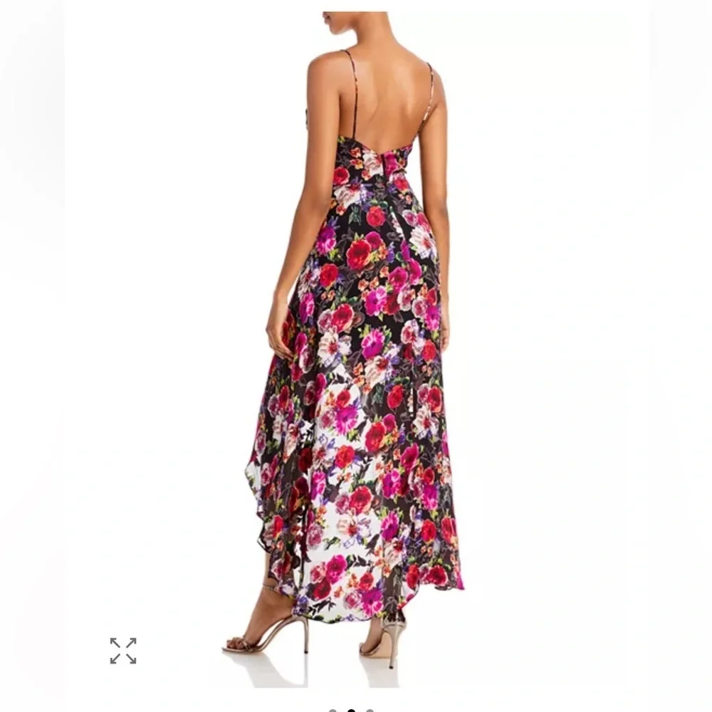 Alice + Olivia Christina Hi/Low Floral Silk Burnout Dress Size 12 - Picture 8 of 15